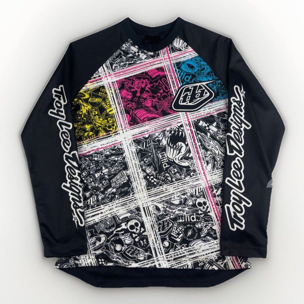 VTG Y2K Rare Troy Lee Designs AOP Graphic Print Jersey Dirt Bike Motocross Read*